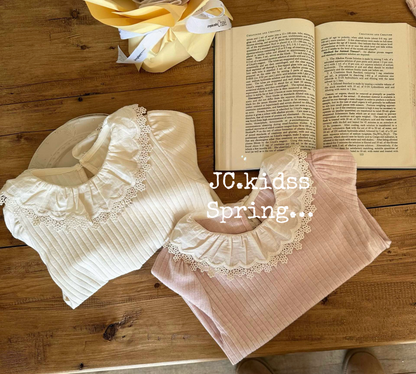 Striped Lace Collar Base Shirt