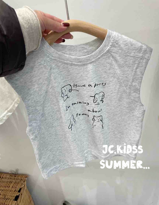grey cotton-blend tank top