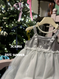 Silver Strap Dress with Tulle Skirt
