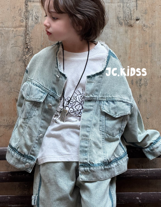 Collarless Denim Jacket