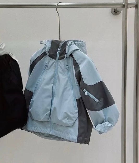 Light Blue & Gray Windbreaker